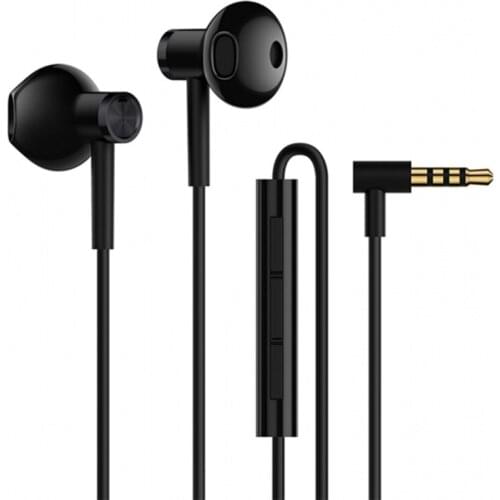 2018 New Xiaomi Mi Dual Driver Earphones MEM Mic Tenacity Wire Control Half-In-Ear L-Shape Plug Earphone Hybrid DC Dynamic