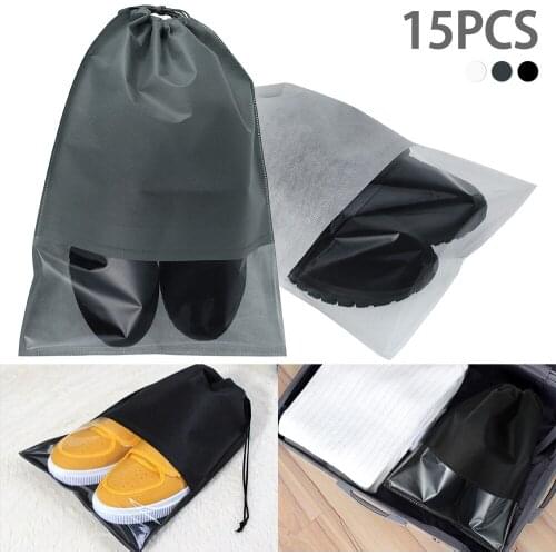 New Non-woven Foldable Portable Beam Drawstring Shoe Storage Bag Thick WashableTravel Pouch Tote Drawstring Bag Dolap Organizer