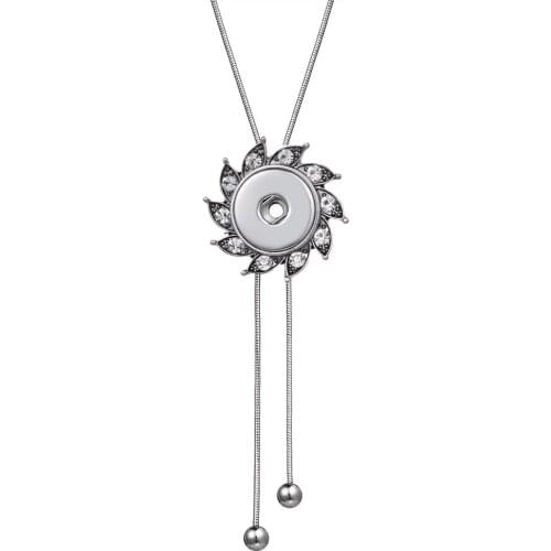 NEW Metal Adjustable Necklace Charm beauty round button fit DIY 18MM snap buttons jewelry wholesale