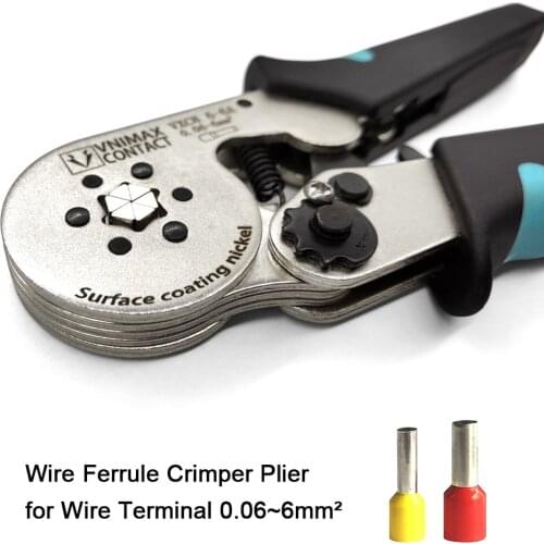 6-6 Tube Terminal Crimping Pliers HCS8 Crimp Tool 1900PCS Ferrules End Sleeve Assorted Crimper Plier for Wire Terminal 0.06~6mm²