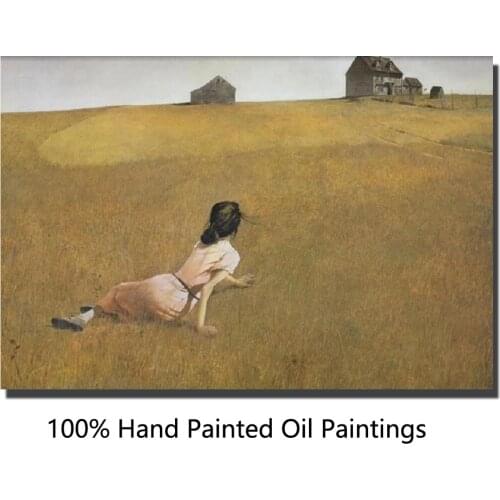 Canvas art woman paintings Christinas World by Andrew Wyeth Famous oil Reproduction for bedroom decor 100%handmade High quality