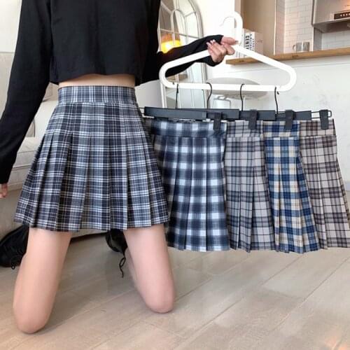 Mini skirt Spring 2021 new college style pleated skirt plaid skirt high waist slim skirt