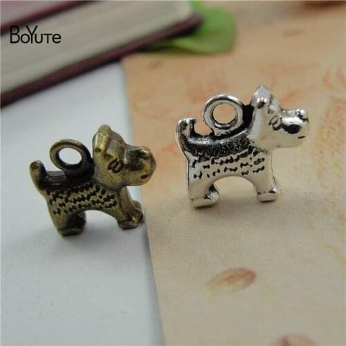 BoYuTe (50 Pieces/Lot) Metal Alloy 14*13MM Dog Charms Jewelry Antique Bronze Plated Vintage Pendant Diy Jewelry Accessories