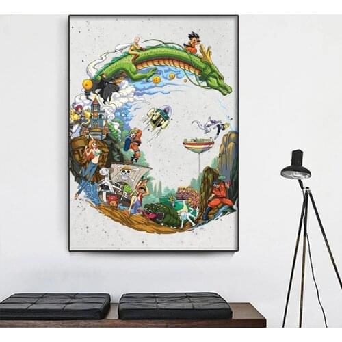 Dragon Ball Classic Anime Luffy Goku Saitama Characters Canvas Painting Posters Print Cuadros Wall Art Picture Living Room Decor