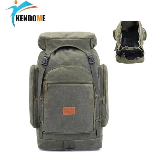 50L Canvas Backpack Mens Hiking Camping Backpack Large Wear-resistant Womens Travel Bag Outdoor Sports Backpack