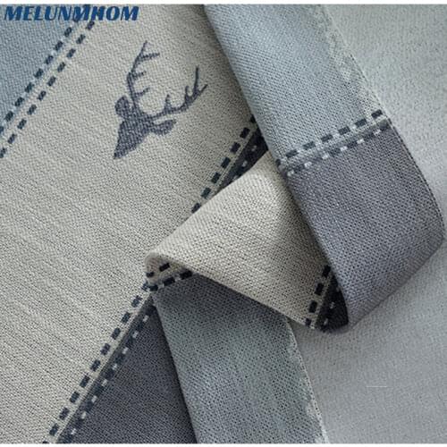 American Deer Embroidered Cotton Linen Curtains for Living Room Luxury Stripe Curtain for Bedroom Children Window Treatments