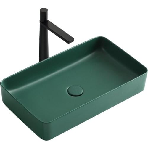 Nordic Black Basin Rectangular Wash Basin Household Basin Matte Frosted Ceramic Washbasin Small Yang Basin