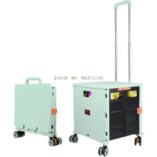 Folding Shopping Cart Shopping Cart Small Trolley Household Food Basket Trolley Hand Drag Portable Net Red Express Trolley