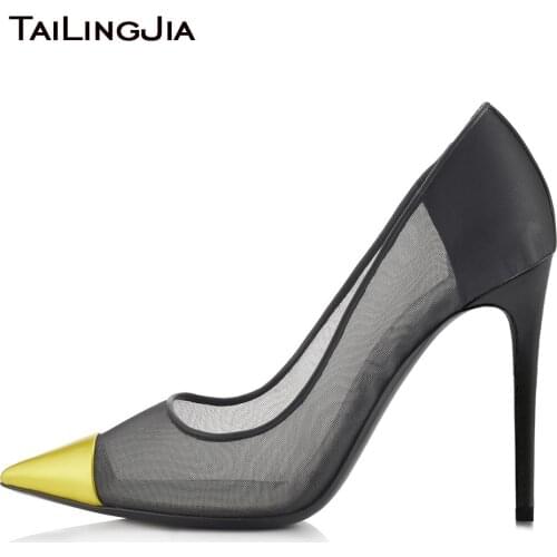 Sexy Pointed Toe High Heel Pumps for Women Stylish Heeled Mesh Court Shoes Summer Ladies Party Dress Heels Large Size 2019
