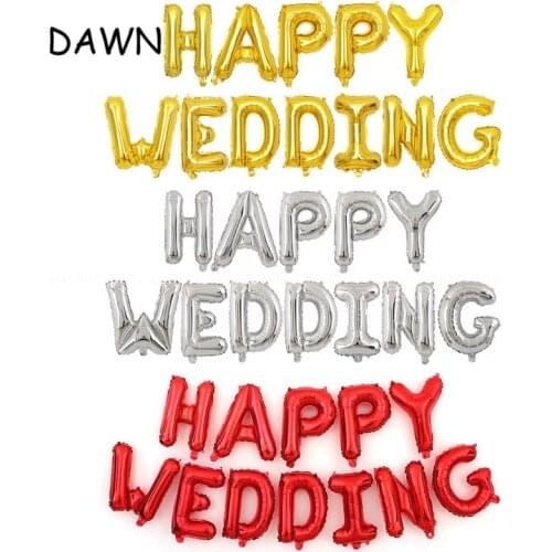 16"alphabet Letter Foil Balloons HAPPY WEDDING Balloons 12pcs/set or Party balloon Holiday Decoration Supplies balls
