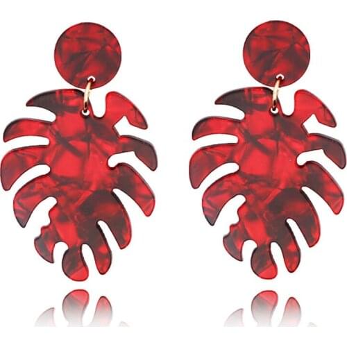Exaggerated Leaves Earrings For Women Brincos Women Statement Dangle Earrings Fashion Acrylic Acetic Acid Plate Jewelry Gifts