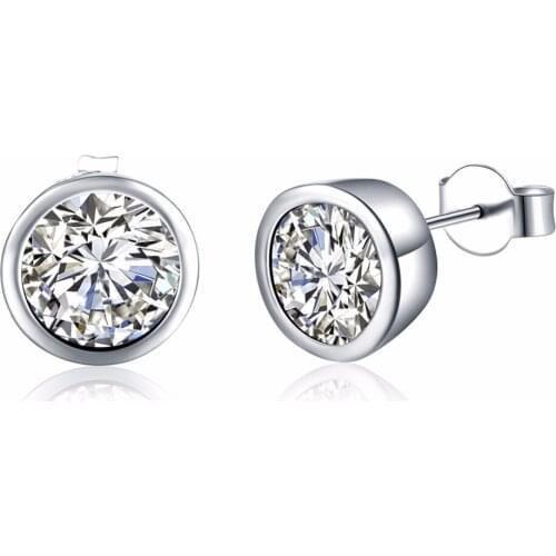 Free Shipping Hot 925 Sterling Silver Stud Earrings Simple Round Earrings Womens 925 Sterling Silver Ear Studs