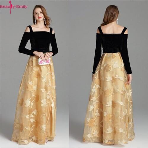 Beauty Emily New Arrival Elegant Boat Neck Party Dress Evening Dresses Vestido De Festa Off the Shoulder Long Sleeve Prom Dress