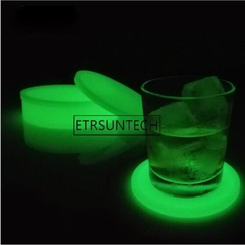 100pcs Creative Silicone Luminous Coasters Round Silicone Fluorescent Drink Cup Mats Non-Slip Coasters Home Table Decoration