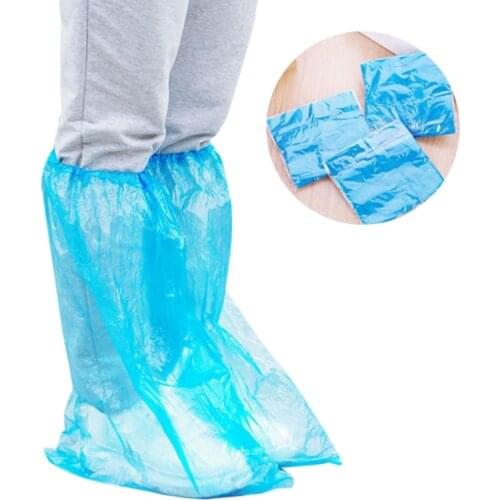 20Pcs Durable Waterproof Thick Plastic Disposable Rain Shoe Covers High-Top Boot Drop Ship
