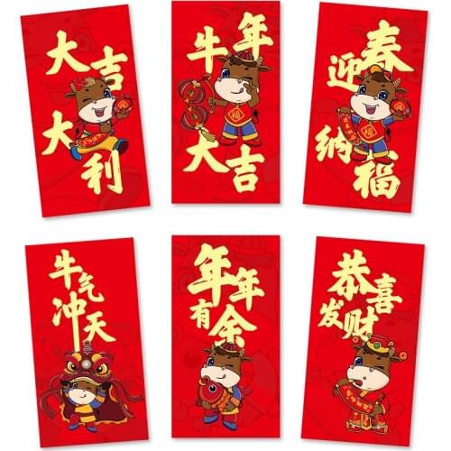 6Pcs/set Angpao 2021 Chinese New Year CNY Red Packet Lucky Envelope