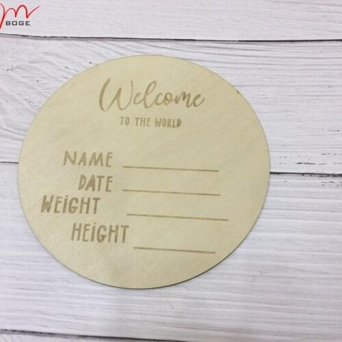 9pcs big round 15cm 5.9inch baby announcement gifts name sign nursery decor wooden