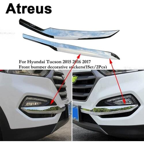 Atreus Car Accessories Decoration Stickers For Hyundai Tucson 2017 2016 2015 Front Bumper Fog Light Frame Protective Trim Cover