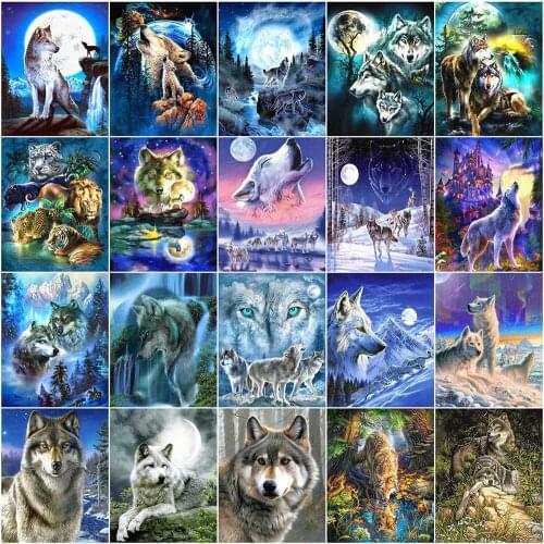 AZQSD DIY Painting By Numbers Wolf Picture Artcraft On Canvas Handmade Gift Coloring By Numbers Animal Home Decoration