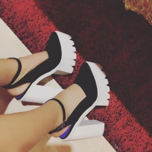 Boldees Celebrity Chunky Heel Platform Sandals Ladies Suede/Leather High Heel Dress Sandals Luxury Brand Party Sandals Pumps