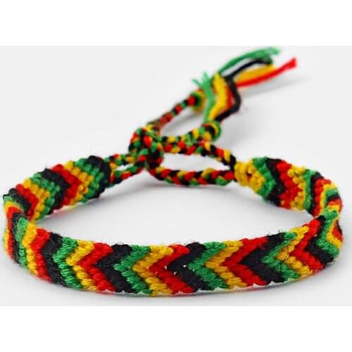 1pcs Rasta Handmade Bracelet 9mm 13mm width Macrame Knotted Cotton Silk Woven Friendship Bracelet For Men Women Gifts