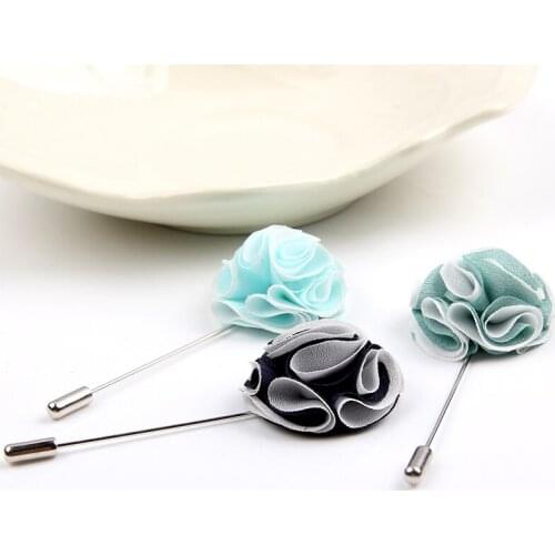 New Fashion Unisex silk Plum Blossom Flower blue green flower Petal Brooches pins Long Needle Suits Dress Collar Pins Gift