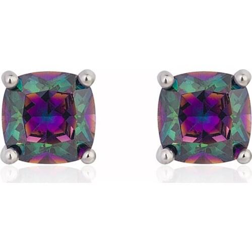 Cellacity Classic Mystic Topaz Gemstone Stuby Earring For Charm Lady Silver 925 Jewelry Square Gemstones Women Fine Jewelry Gift