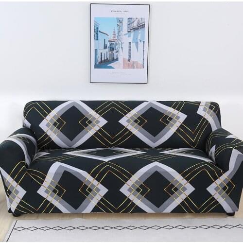 New Modern Geometric Stretch Elastic Seat Couch Sheath Sofa Cover Armchair L Shape Spandex Chaise Long Cover for Living Room