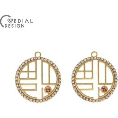 Cordial Design 50Pcs 22*24MM Jewelry Accessories/DIY Rhinestone Charms/Hand Made/Earrings Pendant/Jewelry Findings & Components