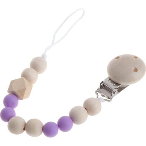 Nipple Holder Beaded Wooden Baby Pacifier Clip Chain Nipple Leash Strap Pacifier Clips Soother Chain Drop Shipping