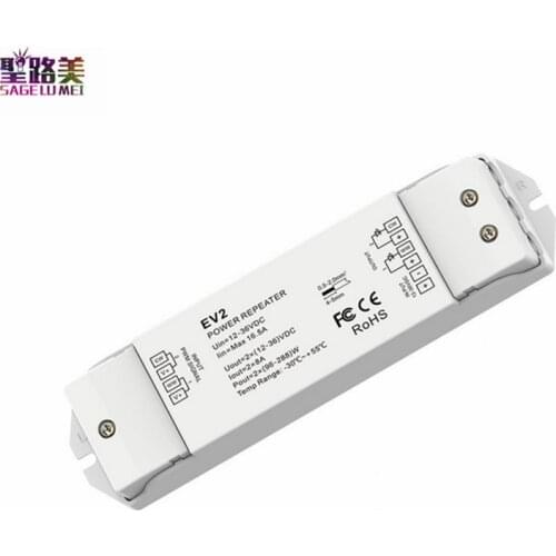 EV2 2 channel constant voltage power repeater DC12-36V 24 2CH PWM Signal input LED amplifier For Dual color led strip lights