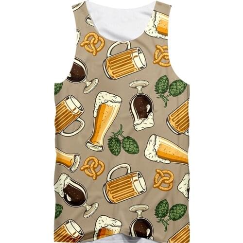 IFPD 3D Tank Tops Men 's Sleeveless Shirts 3D Beer Print Cheers Summer Fashion Casual Vest Plus Size Bodybuilding Fitness Shirt