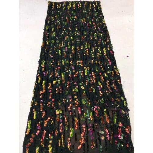 Beautiful colorful dazzling sequins embroidery French mesh yarn African lace fabric dress skirt design fabric