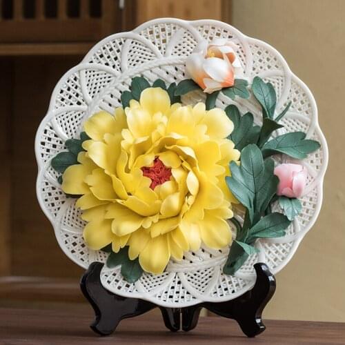 Creative Ceramic Decorative Plate Home Desktop Decoration Hanging Plate Tray Decoration Crafts Living Room Display Plate