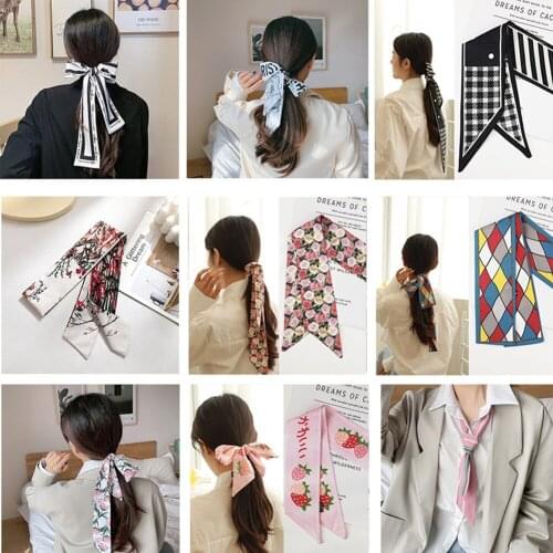 Retro French Style Letter Printing Hair Ribbons Elegant Long Headband Bag Strap Accessories Beautiful Girls Bow Knot Hair Band