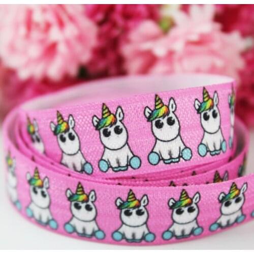 5/8" 16mm wide unicorn heat transfer printing ribbon elastic webbing band for hairbow 10 yards