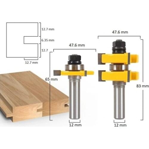 2pc 8mm Shank Tongue & Groove Router Bit Set Woodworking cutter Tenon Cutter for Woodworking Tools