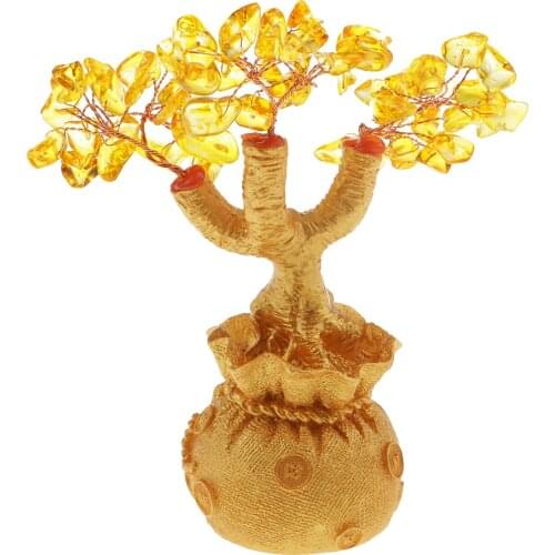 Natural Crystal Bonsai Money Tree Feng Shui Citrine Money Tree Lucky Tree Feng Shui Money Tree for Tabletop Decor Home Office