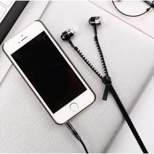 Zipper Earphone 3.5mm In-ear Earphones With Microphone Cremallera Headset Drop Shipping