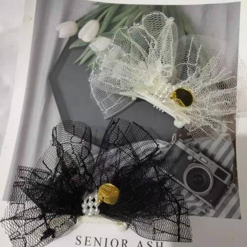 2020 New Handmade pet headdress Teddy Yorkshire Maltese furry pearl Pet Grooming Accessories Hair Bow Dog Hair Bows hairpin