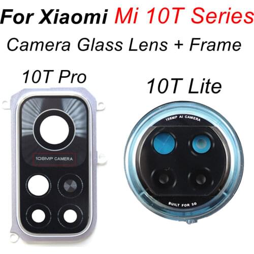 Original Rear Back Camera Glass Lens For Xiaomi Mi 10T Pro Camera Glass Lens With Main Camera Frame Holder For Xiaomi Mi 10T