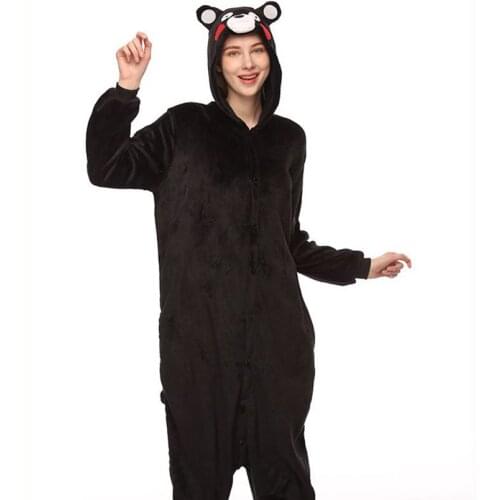 Kumamon Bear Pajama Set Women Men Unisex Adult Animal Pijama Flannel Onesie Cosplay Sleepwear Hoodie Halloween Holiday Costume