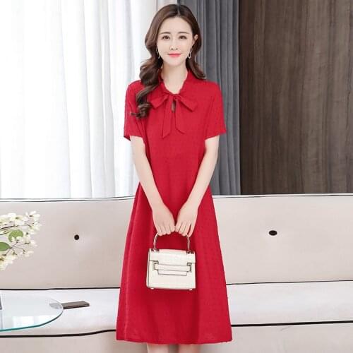 Women New Fashion Elegant Red Dresses Comfortable Short Sleeve V-Neck Dress Oversized 5XL Female Vestidos Brand Women Clothing