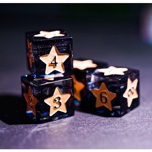Rainbow Stone D6 polyhedral Dice Handmade Engrave Star Dice For DND RPG COC Table Borad Games Gift Crafts Support Custom DIY