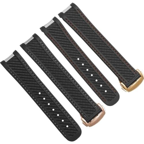 Mens and womens strap 20mm watch accessories for Omega hippocampus 300 AT150 8900 meters Marine rubber buckle butterfly strap