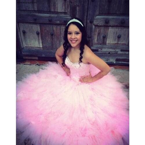ANGELSBRIDEP Pink Sweetheart Ball Gown Quinceanera Dresses For 15 Party Sparkly Crystal Formal Cinderella Birthday Gowns