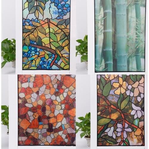 SUNICE 3D static Window film Decorative glass film scattering prevention Bathroom Privacy Sticker Stained glass building film