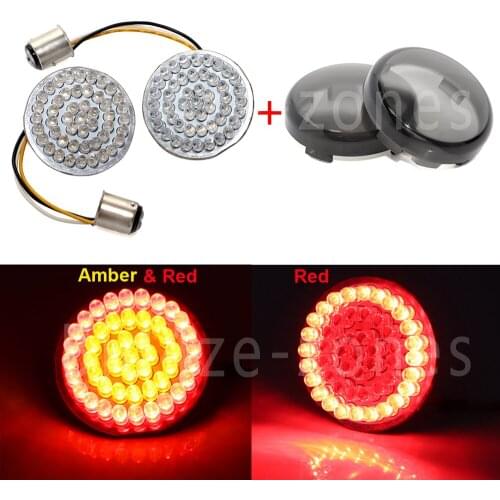 Motorcycle light Front Turn Signal Light Smoke Lens W/Diode LED Panel For Harley FXSB FXDL FLHR FLS Amber/ Red color 1157 base