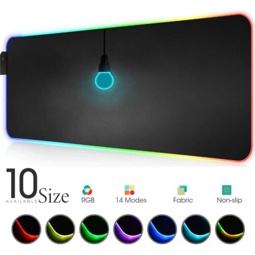 Light bulb RGB Mouse Pad Black Gamer Accessories Large LED MousePad XL Gaming PC Desk Play Mat with Backlit Rubber computer Mat