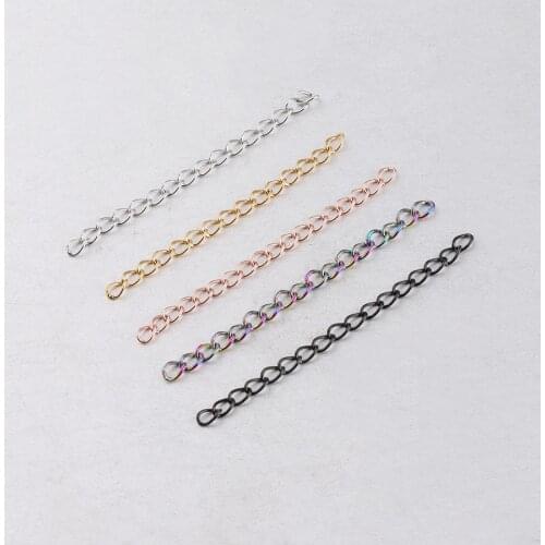 100% Stainless Steel Extender Chain For Jewelry Making Rose Gold/Gold/Black/Silver Color Metal Extended Extension Chain 100pcs